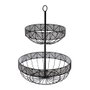 Secret Of Gourmet Frutero Metálico Negro de Dos Pisos 42 cm con Bases de ø30 cm y ø22 cm