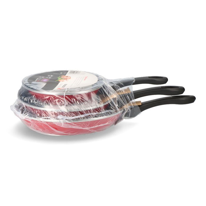 Fagor Set 3 Sartenes Optimax Rojo Mate Ø20 Ø24 Ø28 cm Acero Esmaltado Antiadherente Mango Baquelita Inducción Fagor Set 3 Sartenes Optimax Rojo Mate Ø20 Ø24 Ø28 cm Acero Esmaltado Antiadherente Mango Baquelita Inducción