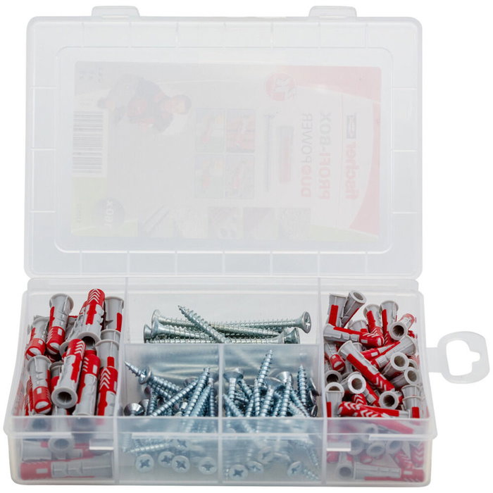 Fischer Tacos duopower 6/8 + tornillos, maletín 160 uds