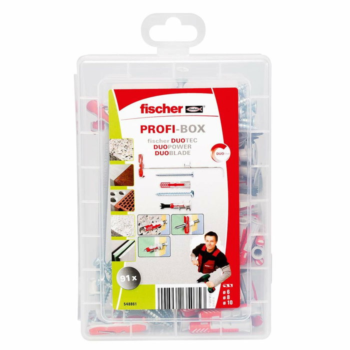 Fischer Maletín de Tacos Duoline DP6/8, DB, DT10 con Tornillos de 90 uds