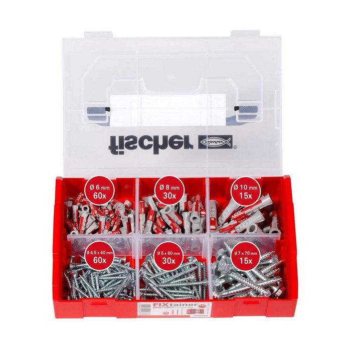 Fischer Maletín Fixtainer con Tacos duopower 6/8/10 y Tornillos (210 uds)