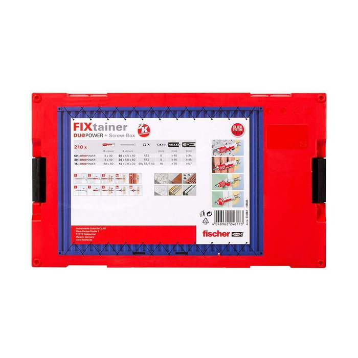 Fischer Maletín Fixtainer con Tacos duopower 6/8/10 y Tornillos (210 uds)
