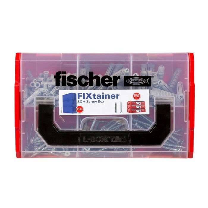Fischer Maletín Fixtainer con 210 unidades de tacos SX y tornillos