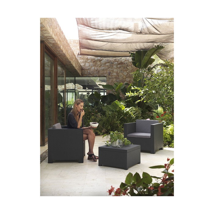 Sp Berner Conjunto de jardín Diva Tete Grafit de 3 piezas Antracita con cojines Sp Berner Conjunto de jardín Diva Tete Grafit de 3 piezas Antracita con cojines