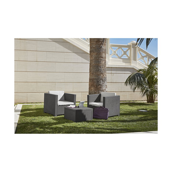 Sp Berner Conjunto de jardín Diva Tete Grafit de 3 piezas Antracita con cojines Sp Berner Conjunto de jardín Diva Tete Grafit de 3 piezas Antracita con cojines