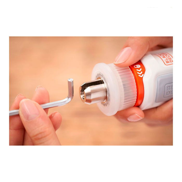 Black+Decker Atornillador Hexdriver Recargable 3.6V sin Cable, 5.5Nm, Luz LED, para Montaje de Muebles y Bricolaje, Incluye 5 Puntas y Llave Hexagonal