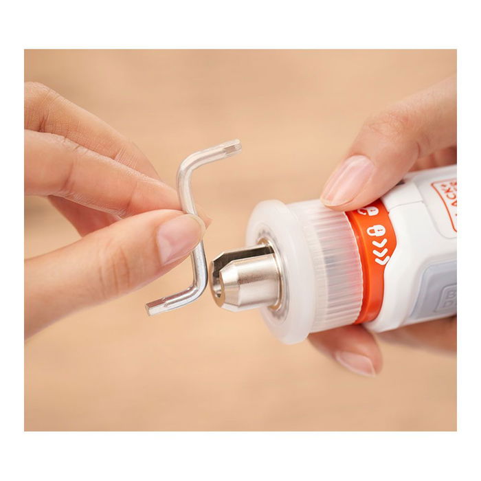 Black+Decker Atornillador Hexdriver Recargable 3.6V sin Cable, 5.5Nm, Luz LED, para Montaje de Muebles y Bricolaje, Incluye 5 Puntas y Llave Hexagonal