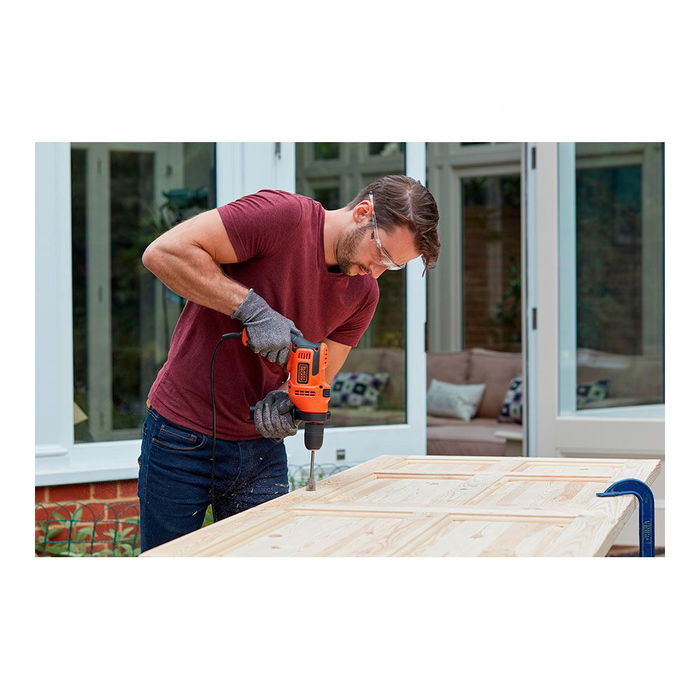 Black+Decker Taladro Percutor con Cable 500W, 2900 RPM, 49300 IPM, Portabrocas 13mm, Para Hormigón 13mm, Acero 13mm, Madera 20mm, 230-240V