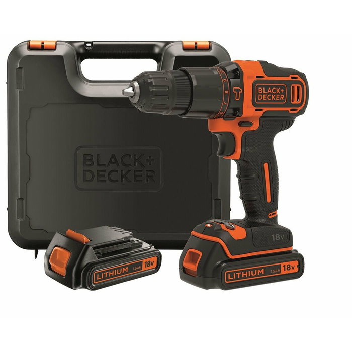 Black+Decker BDCHD18KB-QW Taladro percutor 18V con 2 baterías de 1,5Ah