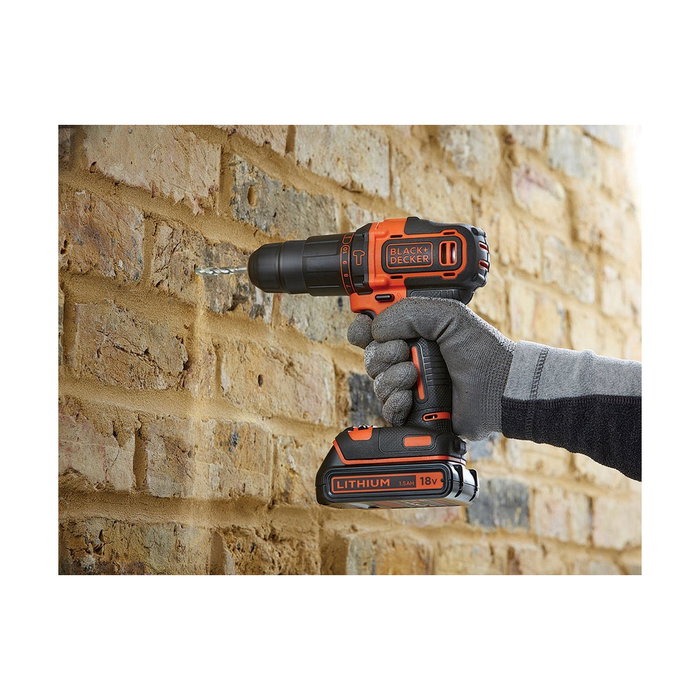 Black+Decker BDCHD18KB-QW Taladro percutor 18V con 2 baterías de 1,5Ah