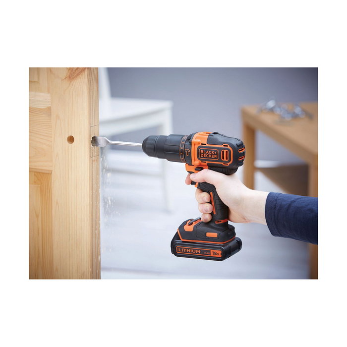 Black+Decker BDCHD18KB-QW Taladro percutor 18V con 2 baterías de 1,5Ah