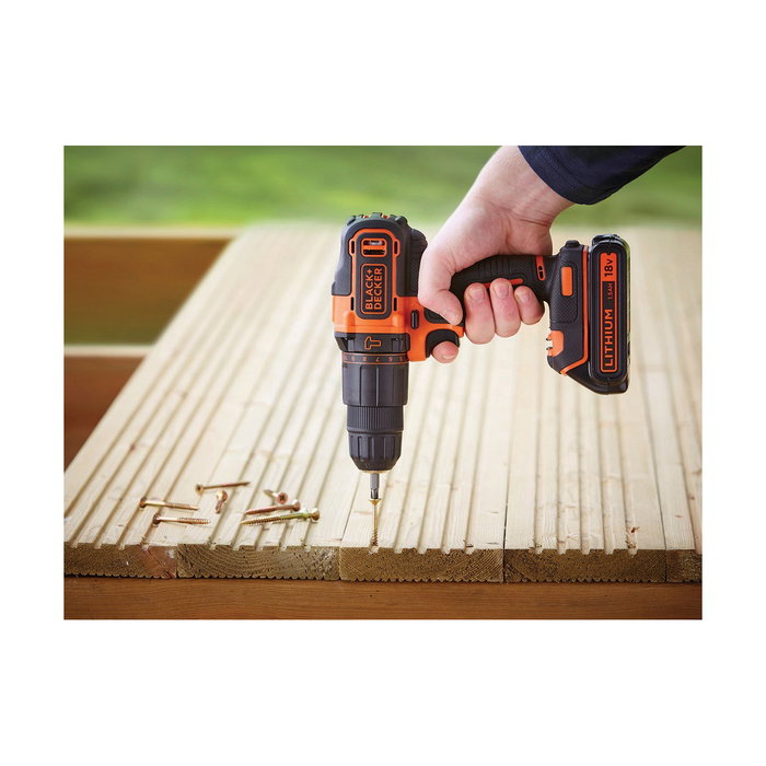 Black+Decker BDCHD18KB-QW Taladro percutor 18V con 2 baterías de 1,5Ah