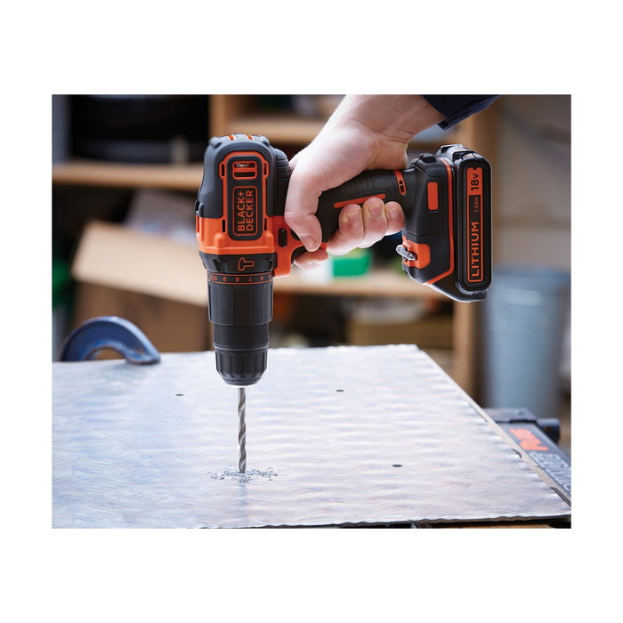 Black+Decker BDCHD18KB-QW Taladro percutor 18V con 2 baterías de 1,5Ah