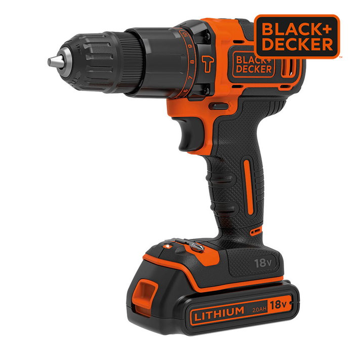 Black+Decker BDCHD18KB-QW Taladro percutor 18V con 2 baterías de 1,5Ah
