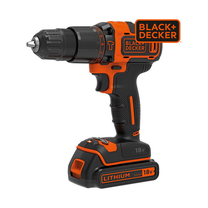 Black+Decker BDCHD18KB-QW Taladro percutor 18V con 2 baterías de 1,5Ah
