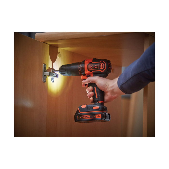 Black+Decker BDCHD18KB-QW Taladro percutor 18V con 2 baterías de 1,5Ah