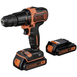 Black+Decker Kit Taladro Percutor 18V con 2 Baterías de Litio, Cargador y Maletín