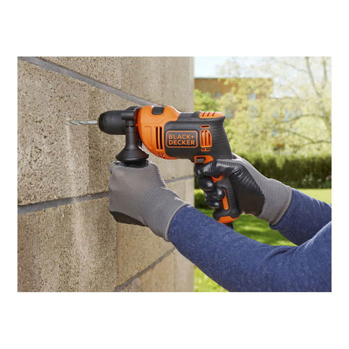 Black+Decker Taladro Percutor 710W con Cable 3 m, Portabrocas 13 mm, Capacidad Madera 25 mm, Acero 13 mm, Hormigón 13 mm, Maletín