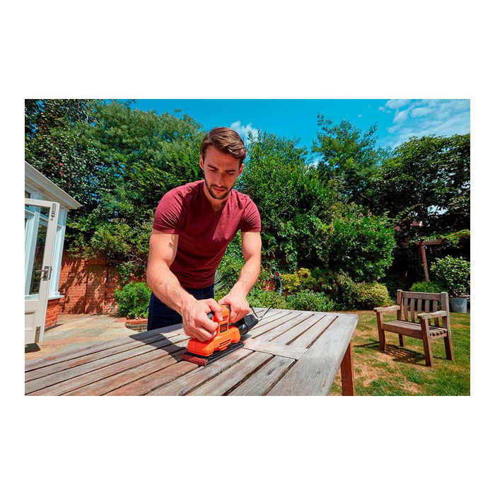 Black+Decker Lijadora Orbital BEW220-QS 150W de 1/3 para Grandes Superficies, Velocidad 14.000rpm, Cable 2m