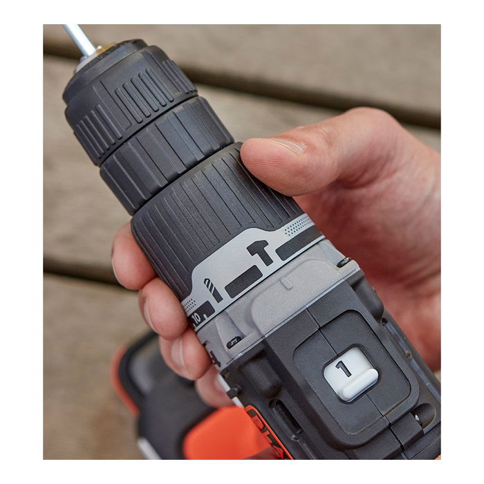 Black+Decker Taladro Percutor 12V con Batería de Litio 1.5Ah, Portabrocas 10mm, Velocidad Variable 0-1350rpm, Función Reversible, Luz LED, Mango Ergonómico