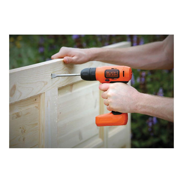 Black+Decker Taladro Atornillador Ultra Compacto 7.2V 400 RPM, Luz LED, 10 mm Portabrocas, 12 Nm, Con Cargador Micro-USB