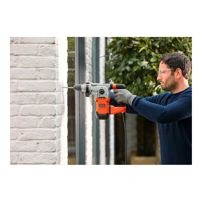 Black+Decker Martillo Percutor SDS-Plus 1250W, 3 Modos, 0-900 RPM, Sistema Anti-Vibración, Incluye Maletín y Adaptador para Brocas