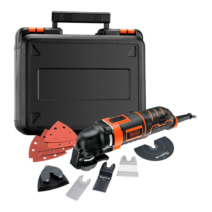 Black+Decker Multiherramienta Oscilante MT300KA-QS 300W con 12 Accesorios para Cortar, Raspar y Lijar