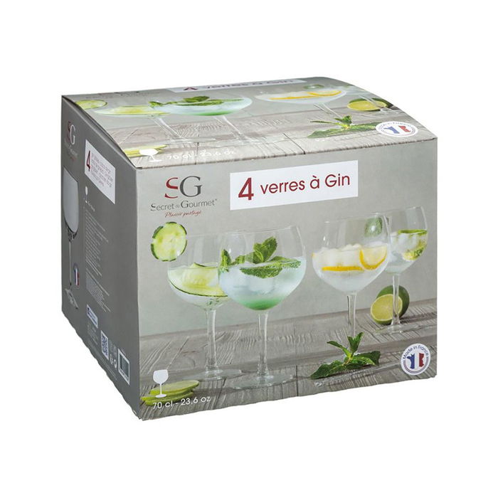 Secret Of Gourmet Copa de Ginebra Balón 70 cl, 4 Unidades - Cristal Transparente Ø 11.5 x 19.5 cm