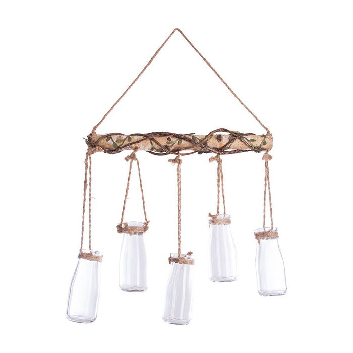 Atmosphera Conjunto 5 Jarrones Colgantes Decorativos 44,5 x 40.5 x 6 cm Yute Cristal Madera Atmosphera Conjunto 5 Jarrones Colgantes Decorativos 44,5 x 40.5 x 6 cm Yute Cristal Madera