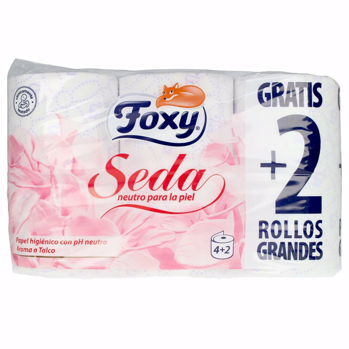 Foxy Seda Papel Higiénico pH Neutro Aroma Talco 3 Capas 6 Rollos