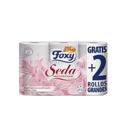 Foxy SEDA Papel Higiénico Aroma Talco 3 Capas 6 Rollos