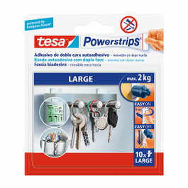 Tesa Powerstrips Tiras adhesivas de doble cara grandes, 10 uds