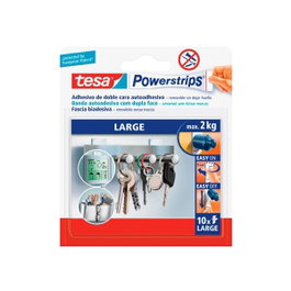 Tesa Powerstrips Tiras adhesivas de doble cara grandes, 10 unidades