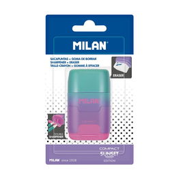Milán Afilaborra Compact Sunset Goma de Borrar y Sacapuntas Doble Lila-Rosa