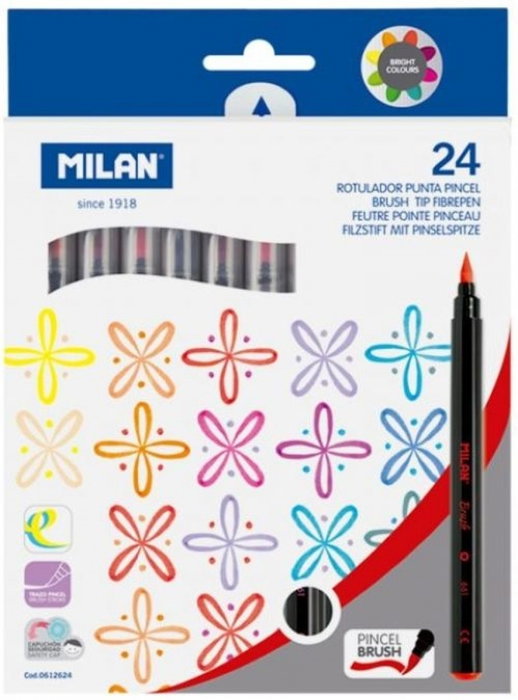 Milan Rotuladores con Punta de Pincel, 24 Colores Surtidos