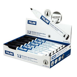 Milan Rotulador Pizarra Blanca Punta Redonda Negro Caja 12 Unidades