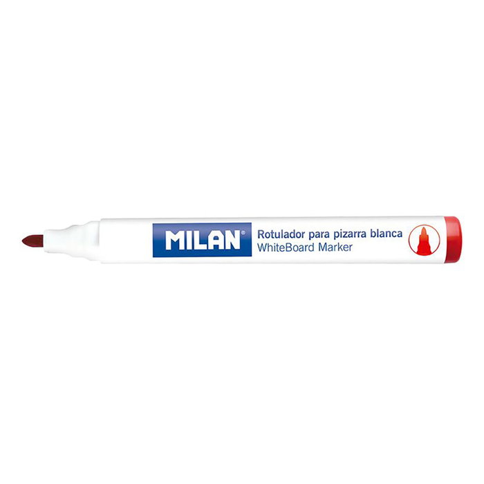 Milan Rotulador para Pizarra Blanca Rojo Punta Redonda Caja de 12 Unidades Milan Rotulador para Pizarra Blanca Rojo Punta Redonda Caja de 12 Unidades