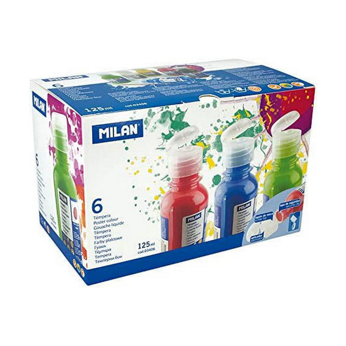 Milán Caja de Témpera Colores Surtidos con 6 Botellas de 125 ml Milán Caja de Témpera Colores Surtidos con 6 Botellas de 125 ml