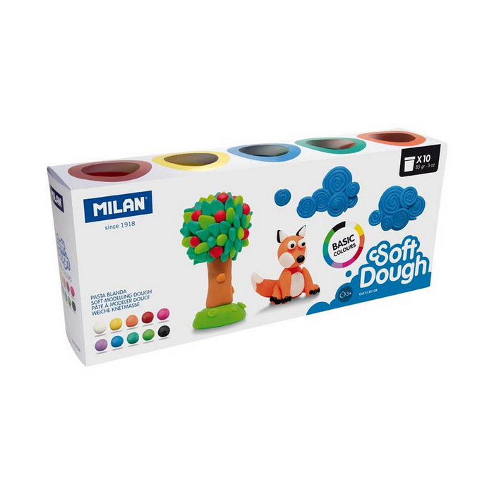 Milan Pasta para Modelar Soft Dough Basic Colores Surtidos (10 botes de 85 g)