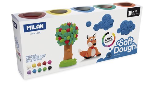 Milan Pasta para Modelar Soft Dough Basic Colores Surtidos (10 botes de 85 g)