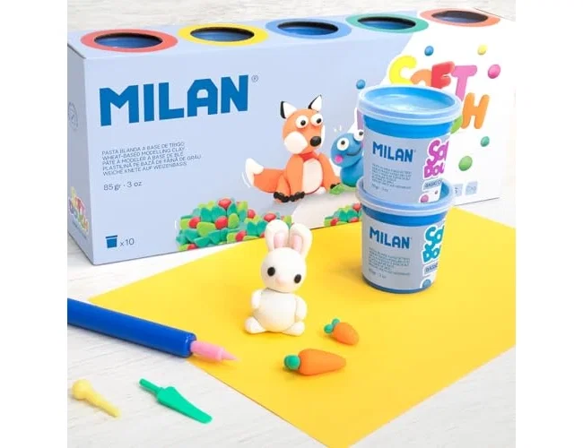 MILAN Pasta de Modelar Soft Dough, 10 Botes de 85 g