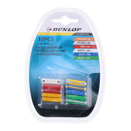 Dunlop Set de 10 Fusibles Variados para Coche: 2x5A, 2x16A, 2x25A, 2x30A, 1x8A, 1x20A