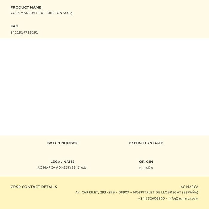 Ceys Cola Blanca Profesional para Madera Biberón 500 g