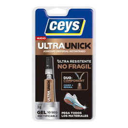 Ceys Adhesivo Ultraunick - 3 g, Superfuerte, Instantáneo y Flexible para Todo Tipo de Materiales, Sin Olor, Perfecto Acabado