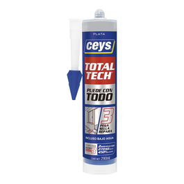 Ceys Adhesivo Sellador Total Tech Plata 290 ml Adhesivo Base Polímero Pega Sella Repara