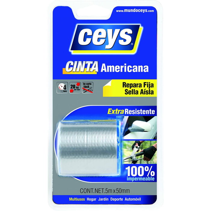 Ceys Cinta americana plata 50 mm x 5 m
