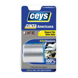 Ceys Cinta Americana Plata 50 mm x 5 m Blister Resistente Impermeable Flexible Multiusos