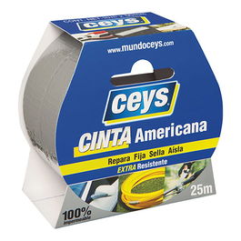 Ceys Cinta Americana Plata 50 mm x 25 m Resistente Impermeable Flexible Multiusos