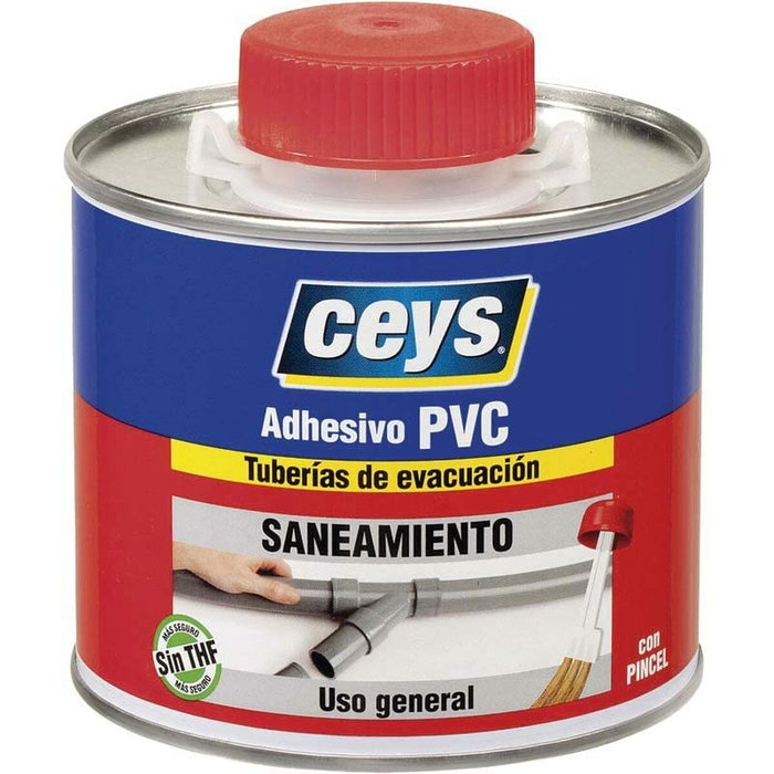Ceys Adhesivo PVC Saneamiento con Tapón Pincel 500 ml