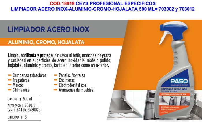 Paso Limpiador Acero Inox 500ml 703022